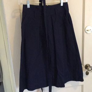 100% Cotton Navy Midi Skirt